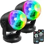 Luditek [2-Pack] Portable Sound Activated Party Lights for Outdoor Indoor, Battery Powered/USB Plug in, Dj Lighting, Disco Ball Light, Strobe Light Stage Lamp for Car Room Parties Decorations Dance