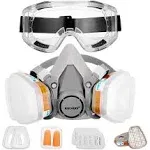 KISCHERS Reusable Half Facepiece and Anti-Fog Safety Goggle Set Against Dust/...