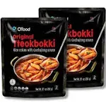 O'Food Original Tteokbokki, Gluten-Free Korean Rice Cakes, Authentic Spicy Korean Street Food Snack, Perfect with Cheese and Ramen Noodles, Ready to Eat, No MSG, No Corn Syrup, Pack of 2