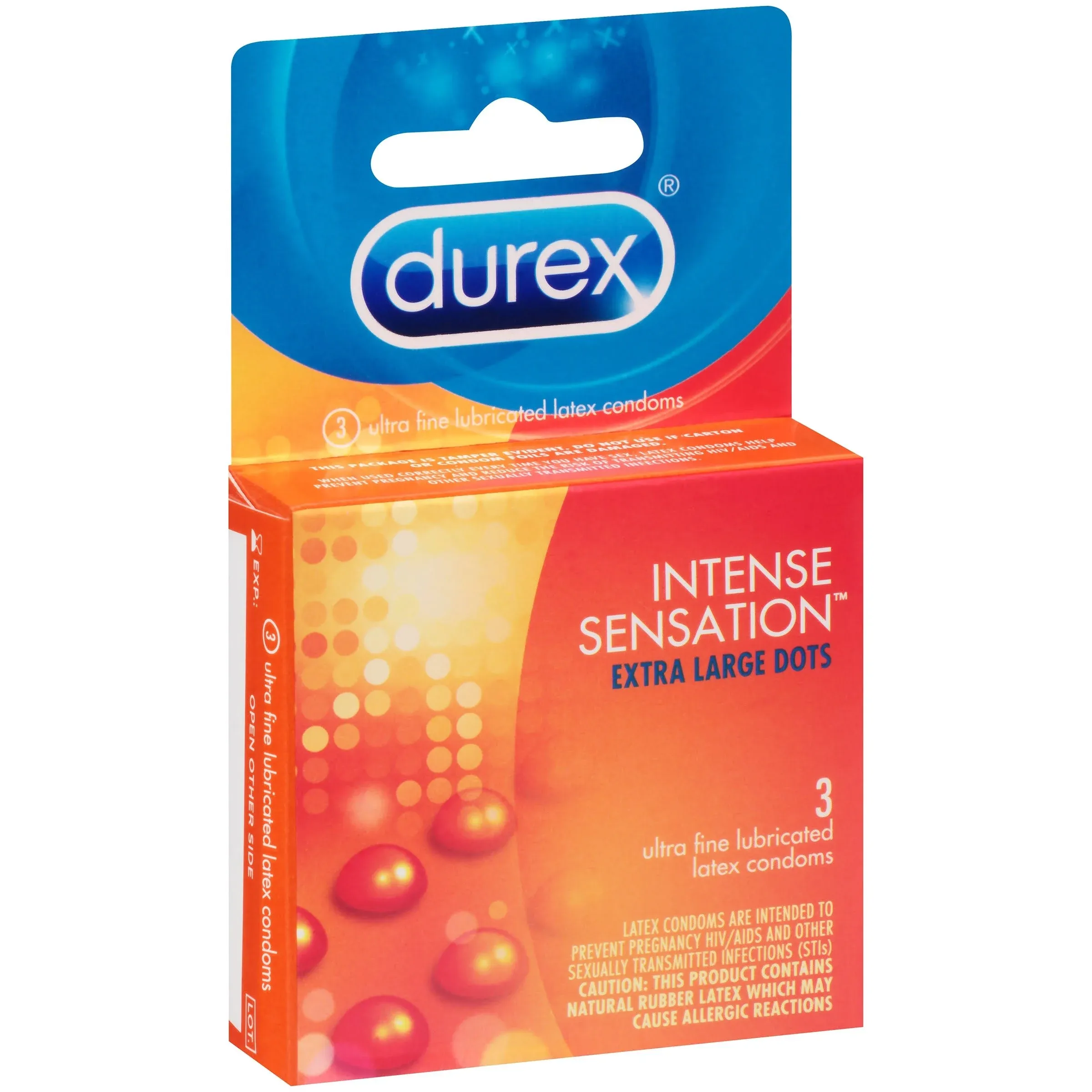 Durex Intense Sensation Condoms, Latex, Ultra Fine, Lubricated - 3 condoms