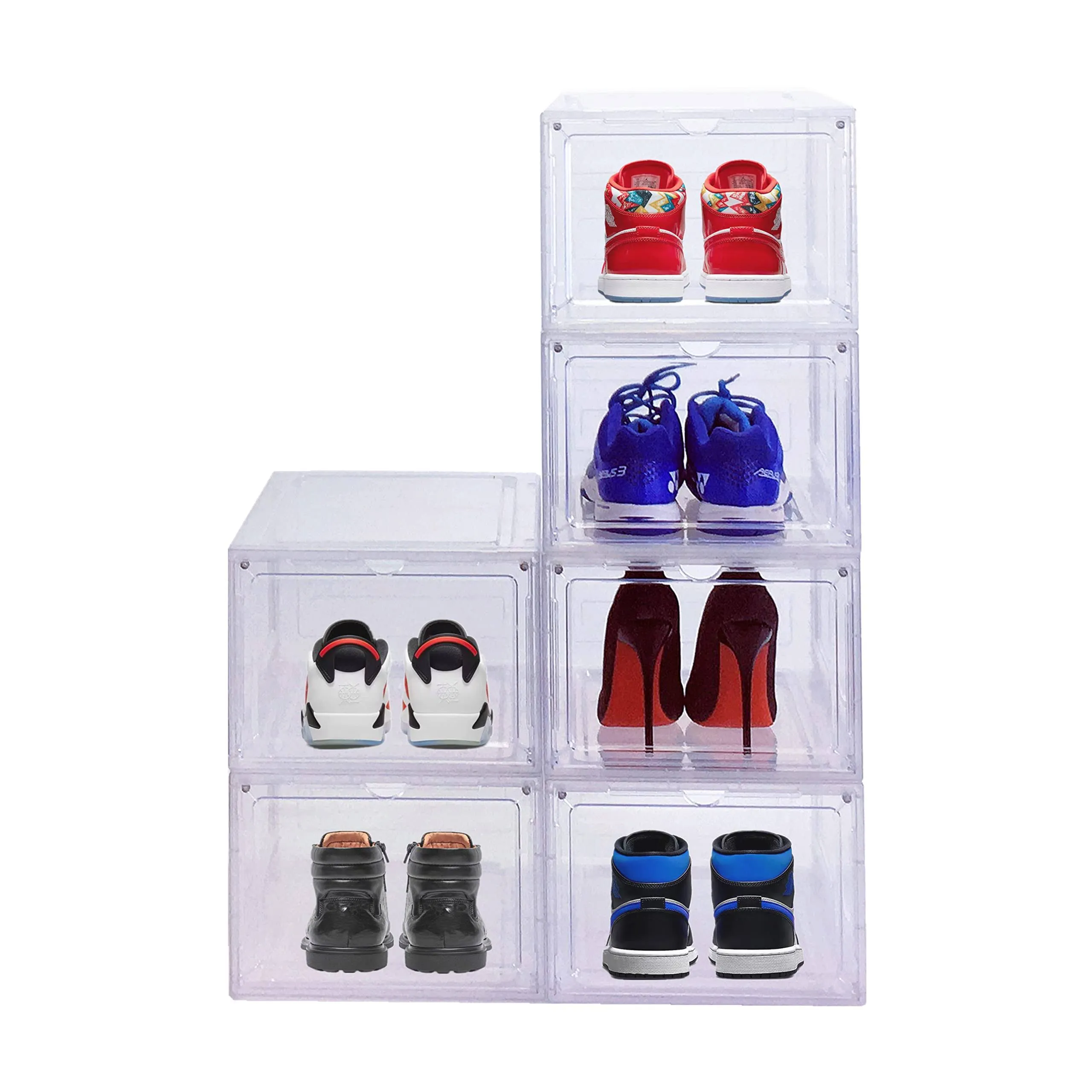 JECCICHY 6 Pack Shoe Organizer for Closet, Storage Container with clear 