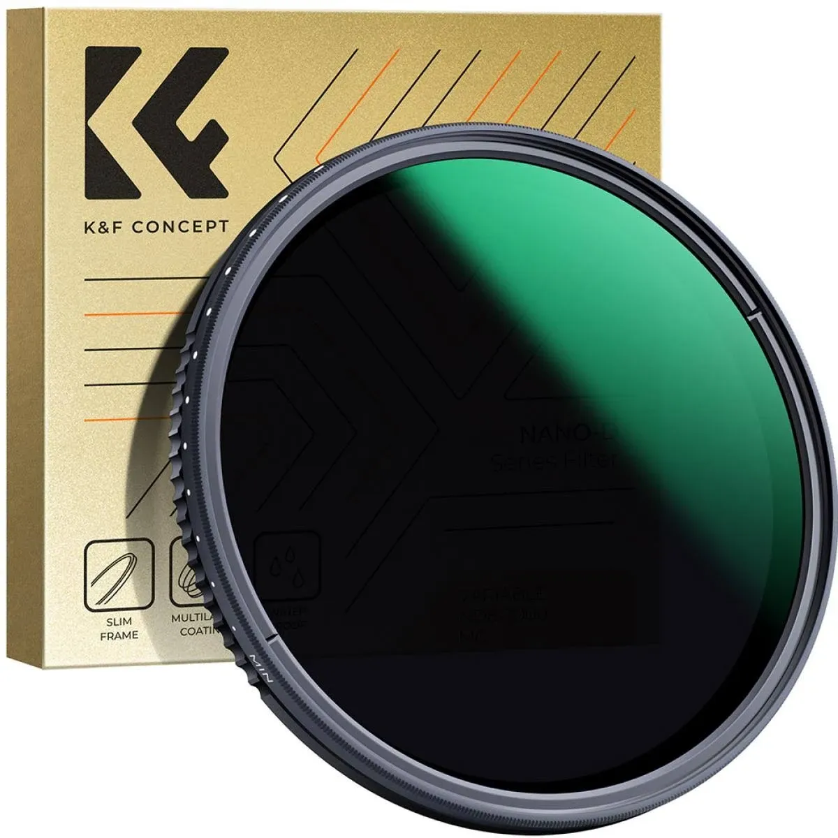 K&F Concept 77mm Variable Neutral Density Lens Filter ND8-ND2000 (3-11stop) Waterproof Adjustable ND Lens Filter with 24 Multi-Layer Coatings for Camera Lens (D-Series)