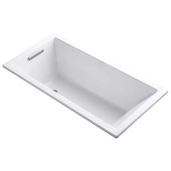 KOHLER Underscore 30-in x 60-in White Acrylic Drop-In Soaking Bathtub (Reversible Drain)