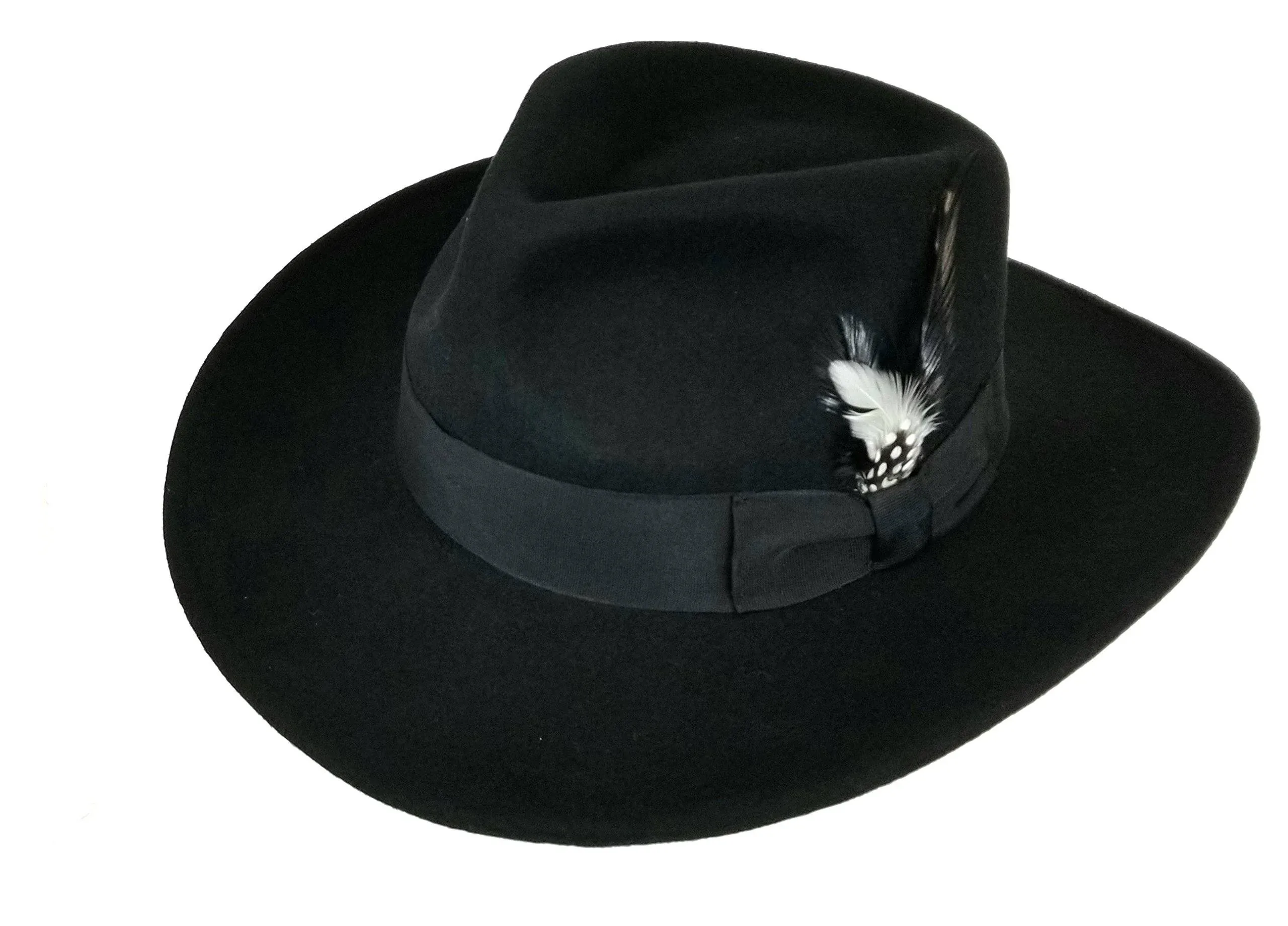 Men&#039;s 100% Soft &amp; Crushable Wool Felt Indiana Jones Style Cowboy Fedora Hats ...