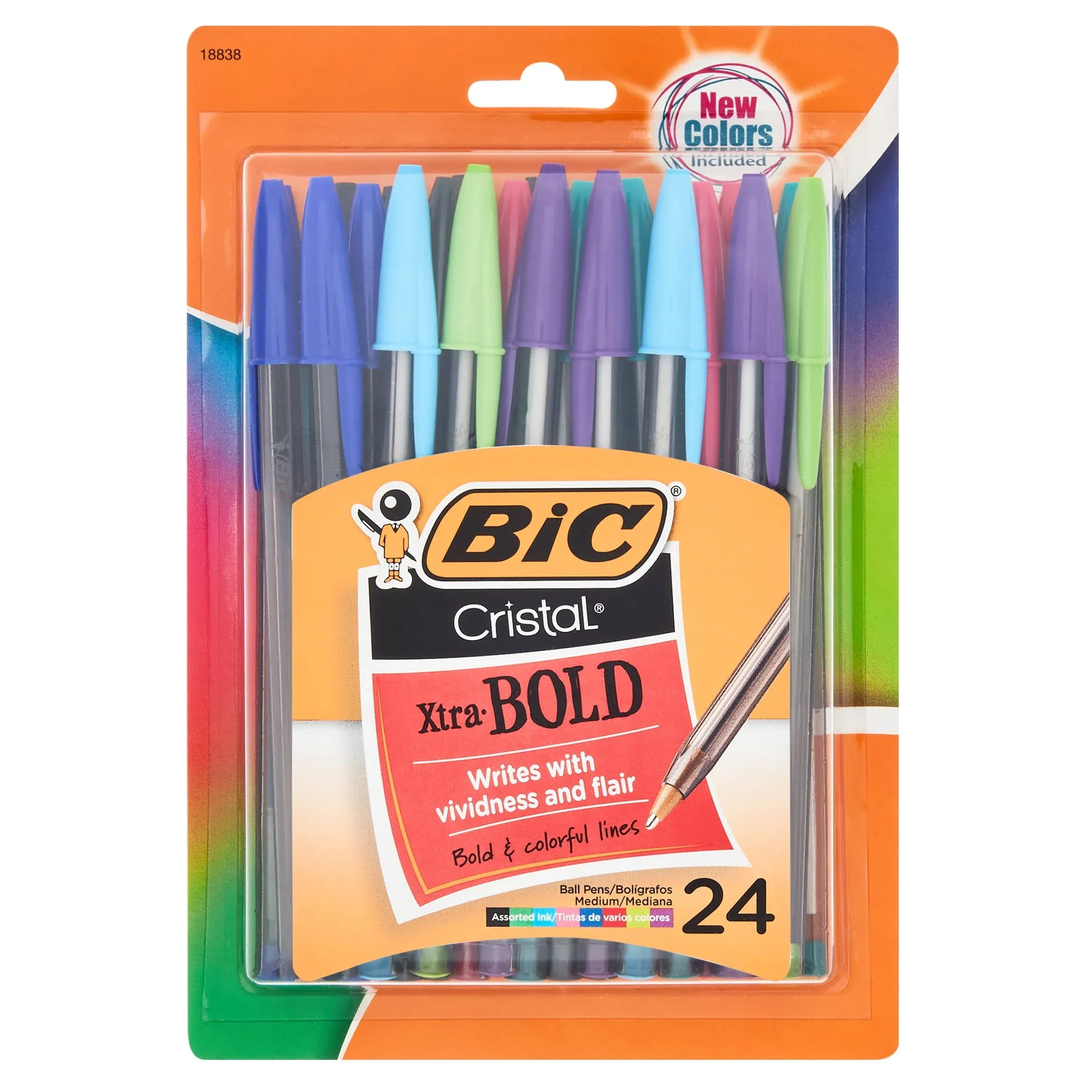 BIC Cristal Xtra Bold Fashion Ballpoint, 48 Pack, NEW ASSORTED COLORS, Medium Point 1.6mm Great Colored Pens For Note Taking, School Supplies for Adults And Kids.