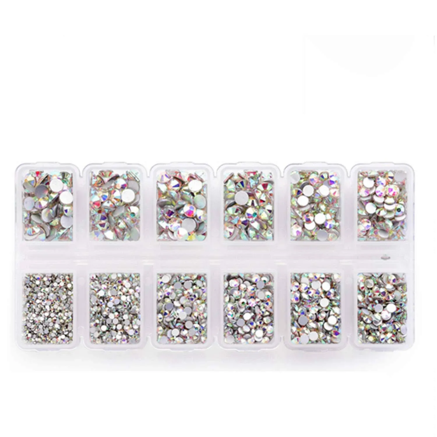 Zealer 1800pcs Crystals AB Nail Art Rhinestones Round Beads Top Grade Flatback ...