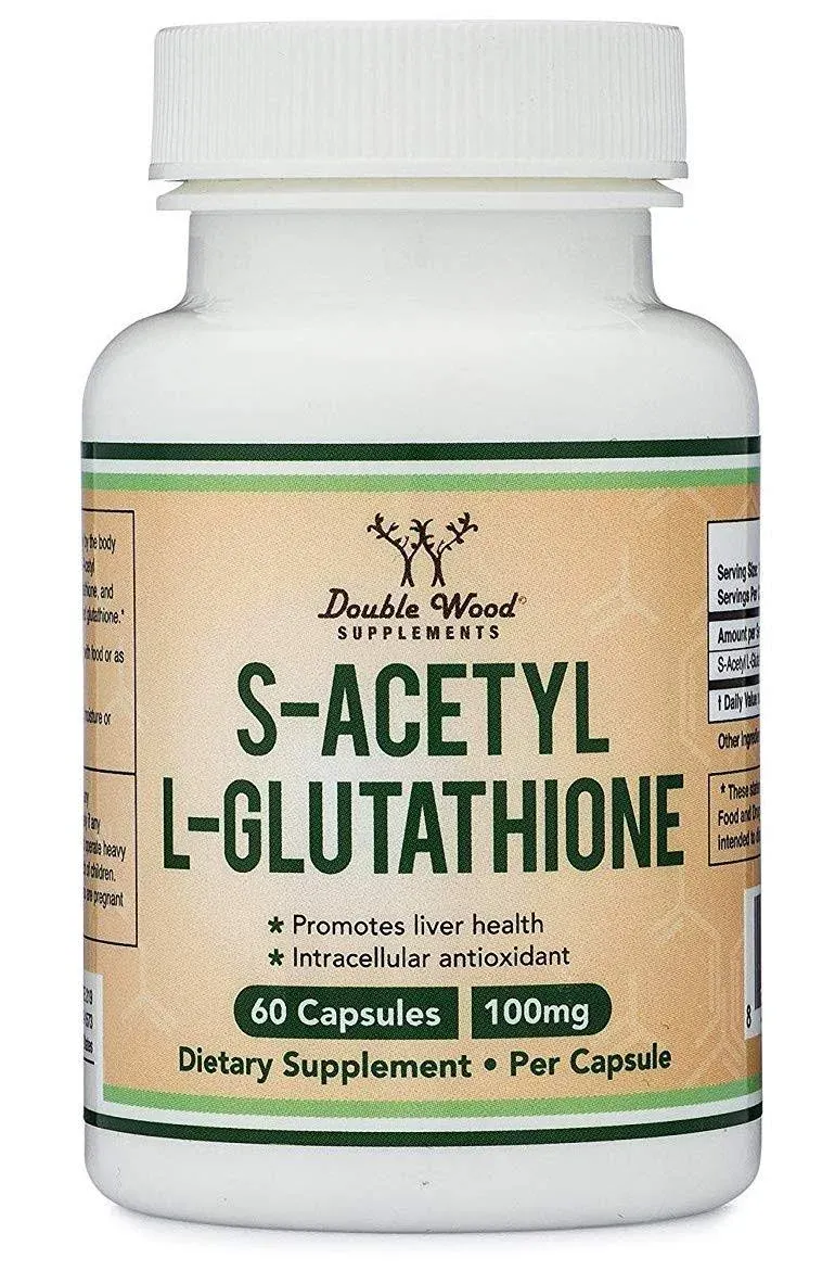 Double Wood, S-acetyl L-Glutathione (100mg), 60 Capsules