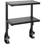 Vivo Black Clamp-On 13" Above or Below Desk 2-Tier Shelving Unit, Desk Organizer