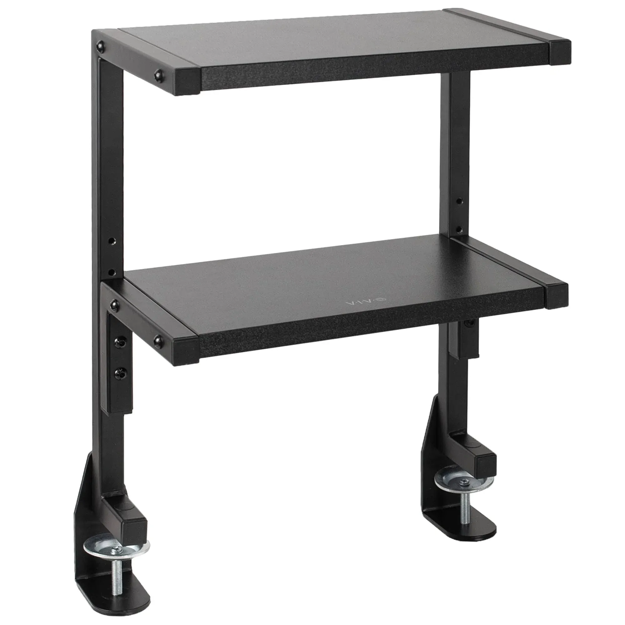 VIVO Clamp-on 33cm Above or Below Desk 2-Tier Shelving Unit for Table Accessories ...