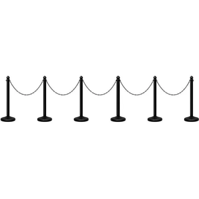 Costway 6Pcs Set Plastic Stanchion 40'' Chain C-Hooks Fillable Base Crowd Control