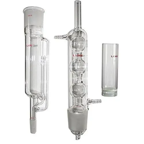 Laboy Glass Soxhlet Extraction Apparatus Set 55/50 with Soxhlet Extraction Tube,Allihn Condenser & Extraction Thimble Apparatus Set Essential Oil Extractor Organic Chemistry Lab Glassware