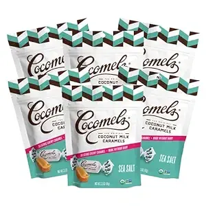 Cocomels Coconut Milk Caramels, Sea Salt Flavor, Organic, Dairy Free, Vegan, Gluten Free, Non-GMO, No High Fructose Corn Syrup, Kosher, Plant Based, Individually Wrapped Candy, (6 Pack)