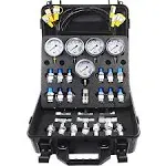 VEVOR Hydraulic Pressure Test Kit 10/100/250/400/600bar 5 Gauges 13 Test Couplings 14 Tee Connectors 5 Test Hoses Hydraulic Gauge Kit w/ Sturdy