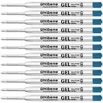 Unibene Parker Compatible Gel Ink Ballpoint Refills 12 Pack,0.7mm Medium Point-Blue, Smooth Writing Replaceable German Ink Tactical Pen Refills for