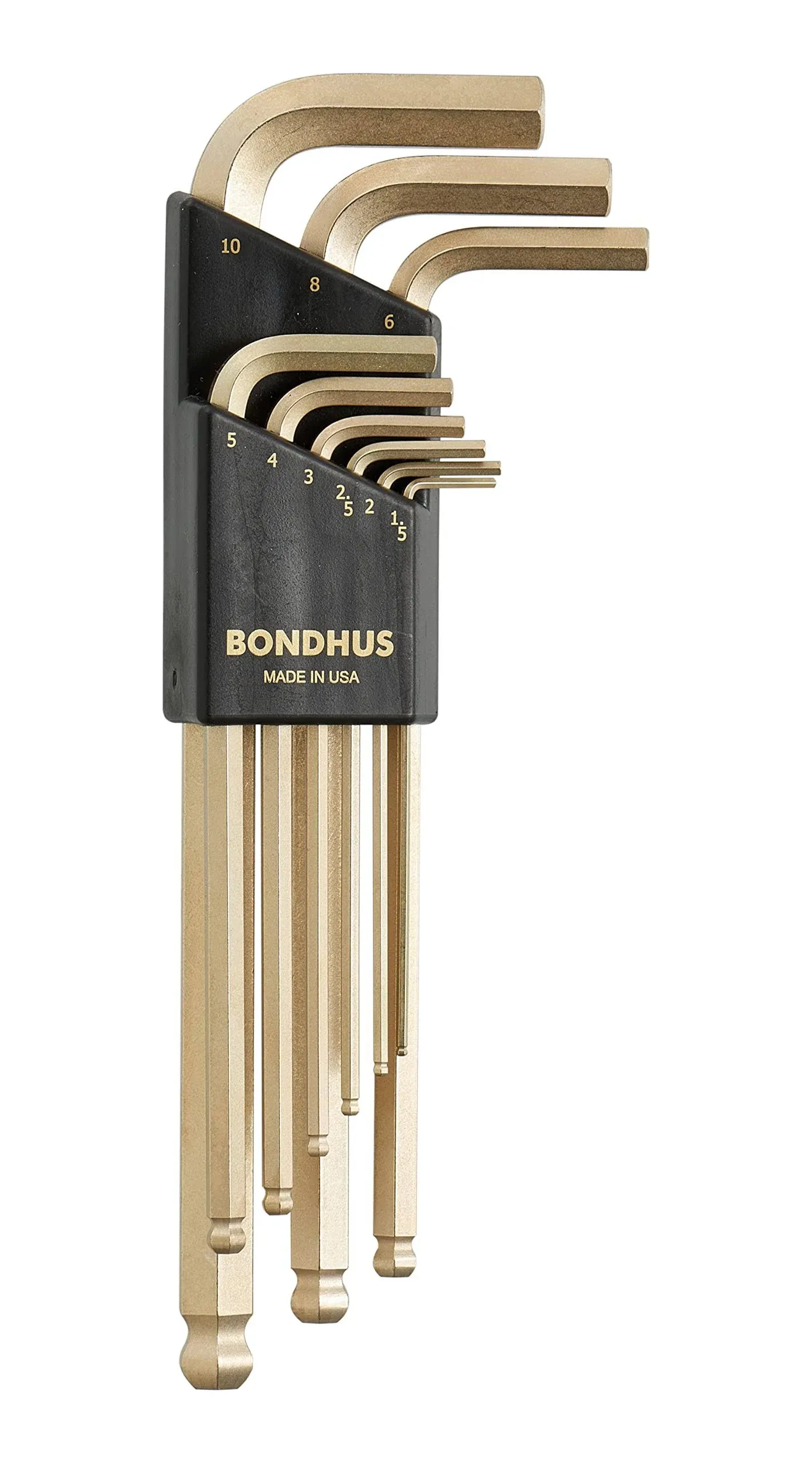 Bondhus GoldGuard Balldriver L-Wrench Sets, 9 per holder, Hex Ball Tip, Metric (1 SET / SET)