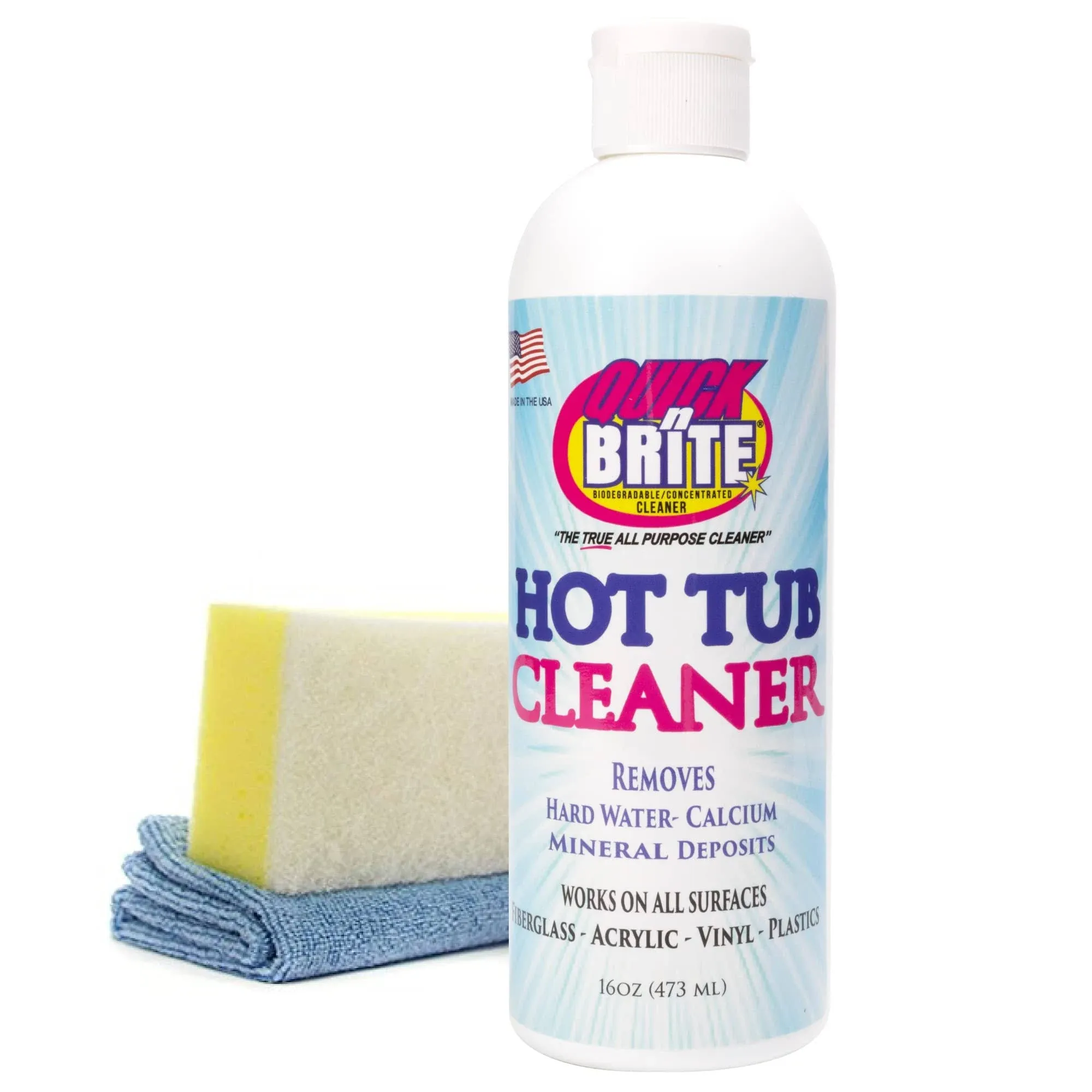 Quick N Brite Heavy Duty Hot Tub Cleaner Kit - Non-Abrasive Cleaning Gel with ...