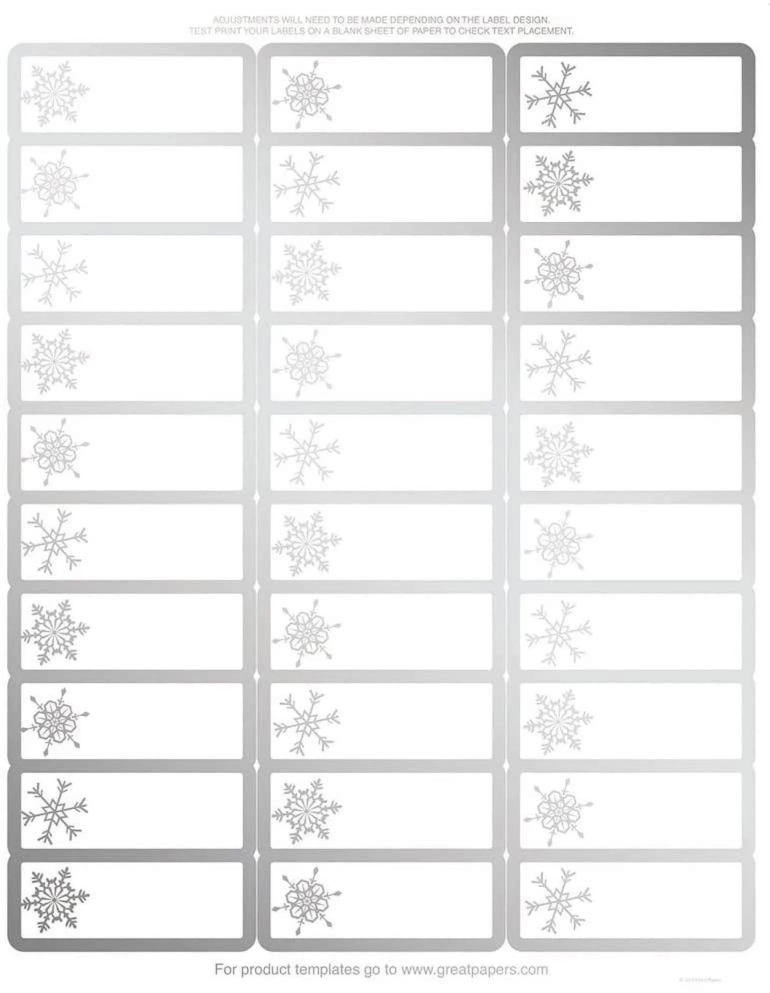 Silver Snowflakes Address Labels