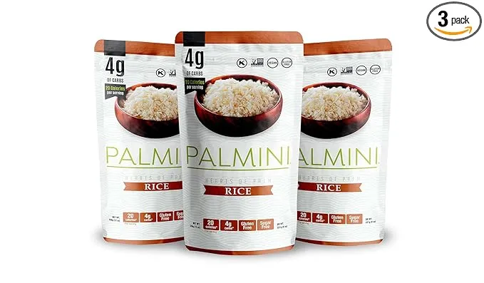 Palmini Rice | Low-Carb, Low-Calorie Hearts of Palm Rice | Keto, Gluten Free, Vegan, and Non-GMO | As seen on Shark Tank | (14 Ounces Can - Pack of 3)