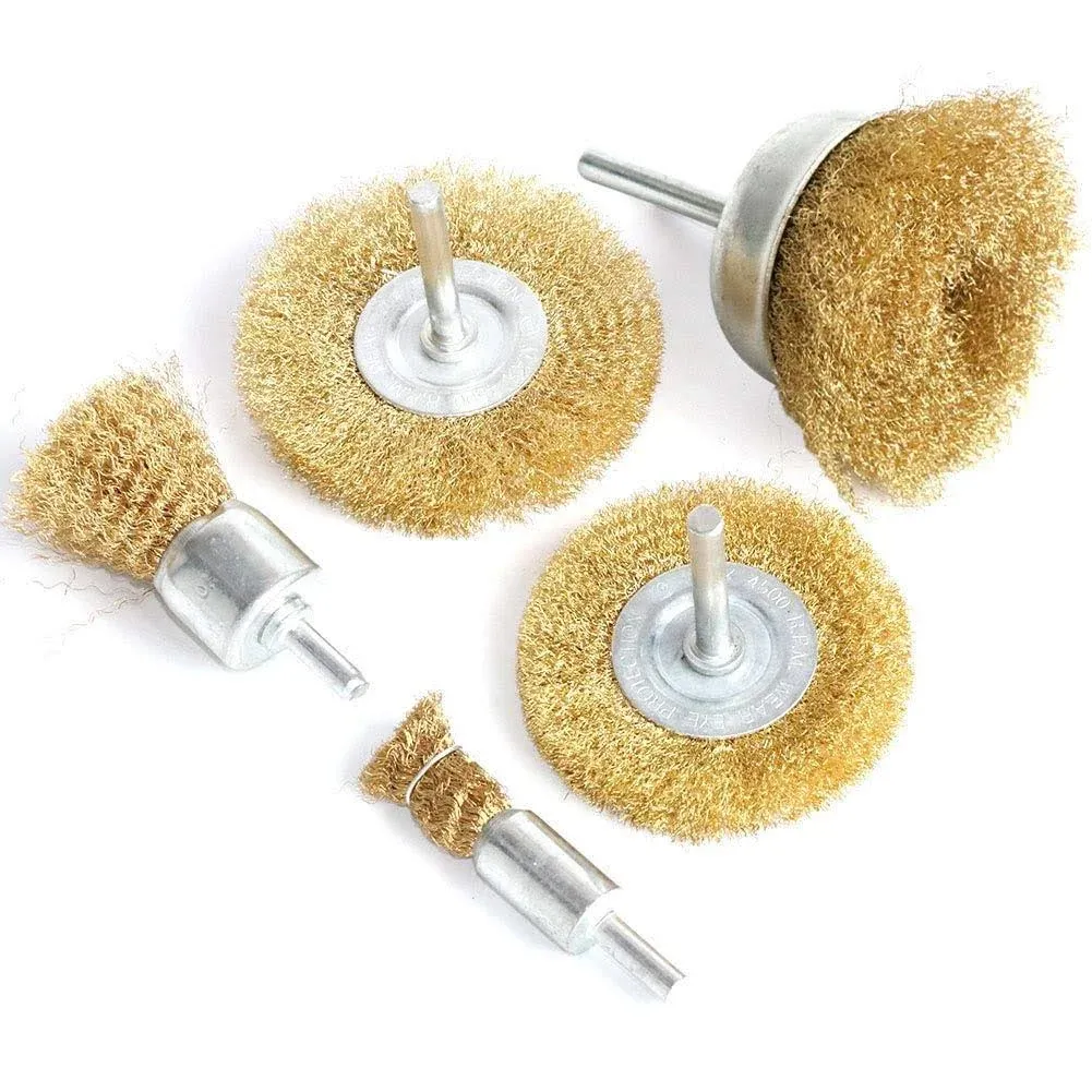 Brass Wire Wheel Brush Kit for Drill,Crimped Cup Brush with 1/4-Inch Shank,0....