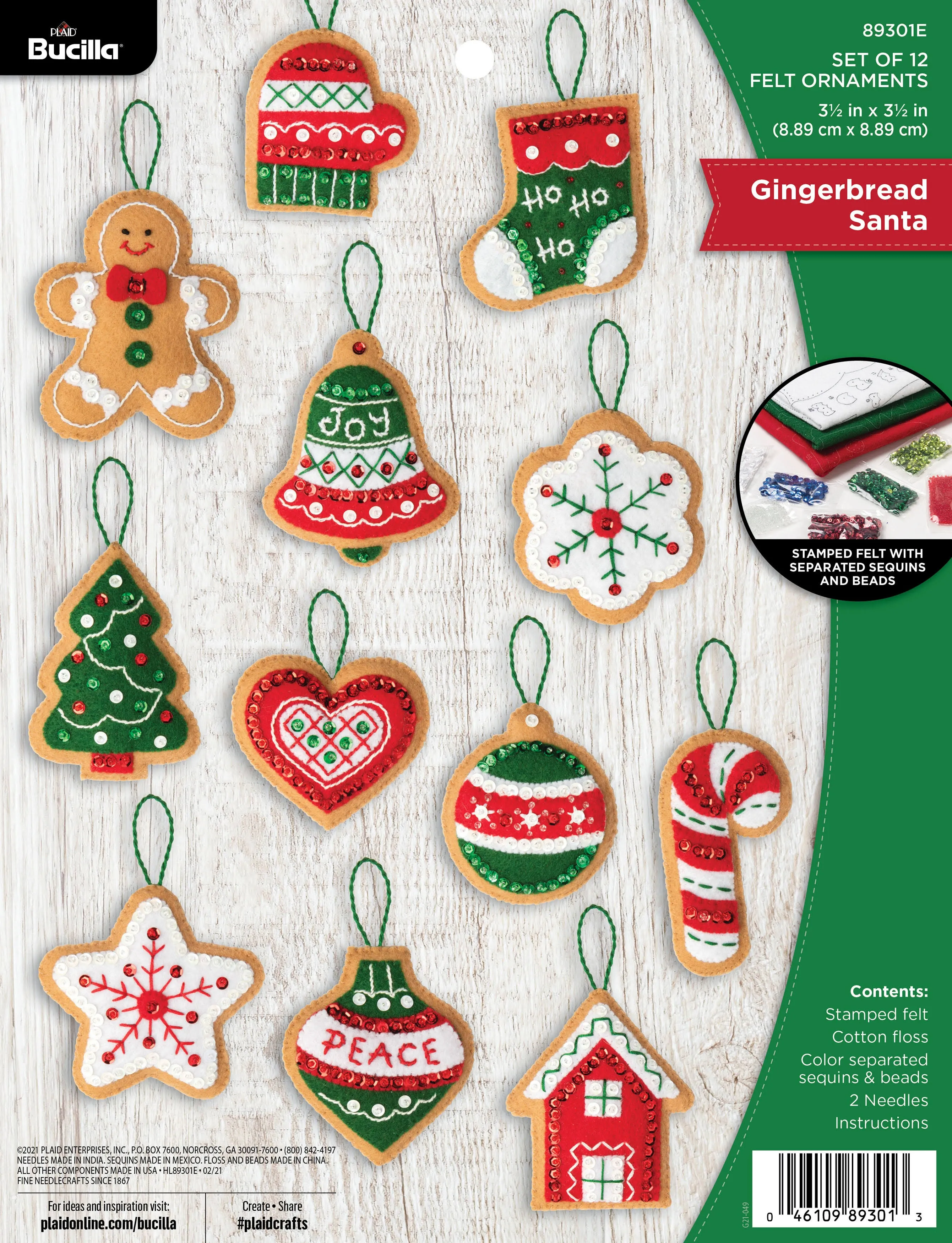 Bucilla ® Seasonal - Felt - Ornament Kits - Gingerbread Santa - 89301E