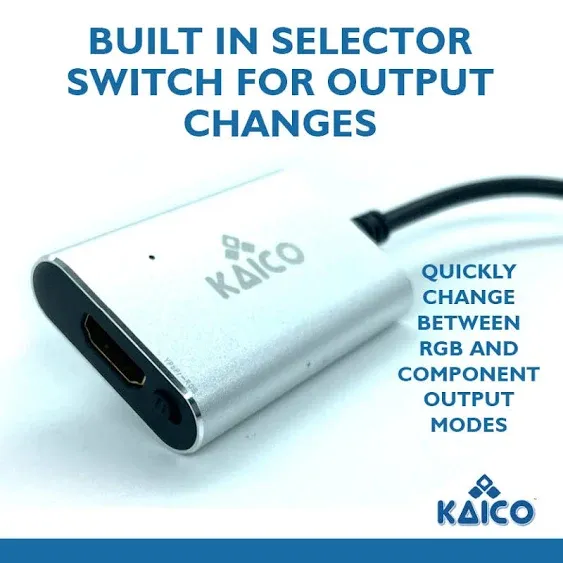 Kaico PS1 HDMI / PS2 AV Cable for All Sony PlayStation & PS2 Models - Built in Switch to swap Between RGB or Component - PS1 & PS2 to HDMI Converter Allows Any PS to Connect to Any HD TV