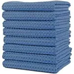 Mainland Textiles LLC POLYTE Ultra Premium Microfibre Kitchen Dish Tea Towel Waffle Weave, 8 Pack (40x71 cm, Blue)