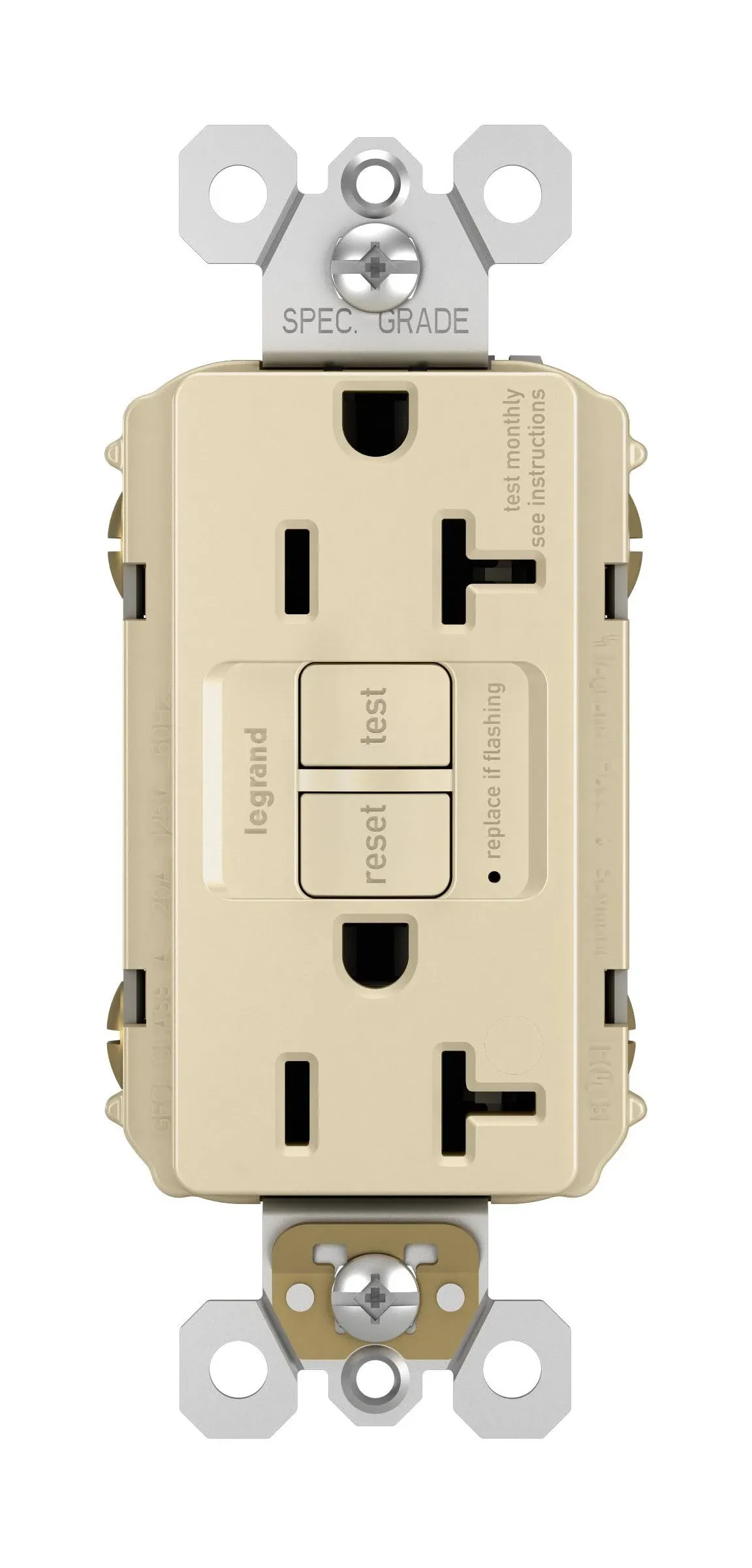 GFCI Outlet, Heavy Duty, 20A, Ivory