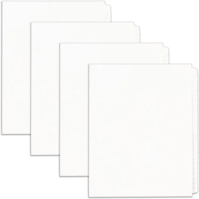 Avery Legal Exhibit Binder Dividers, 25 Blank Side Tabs, Unpunched Letter Size, 1 Set Collated, 4 Packs (11912)