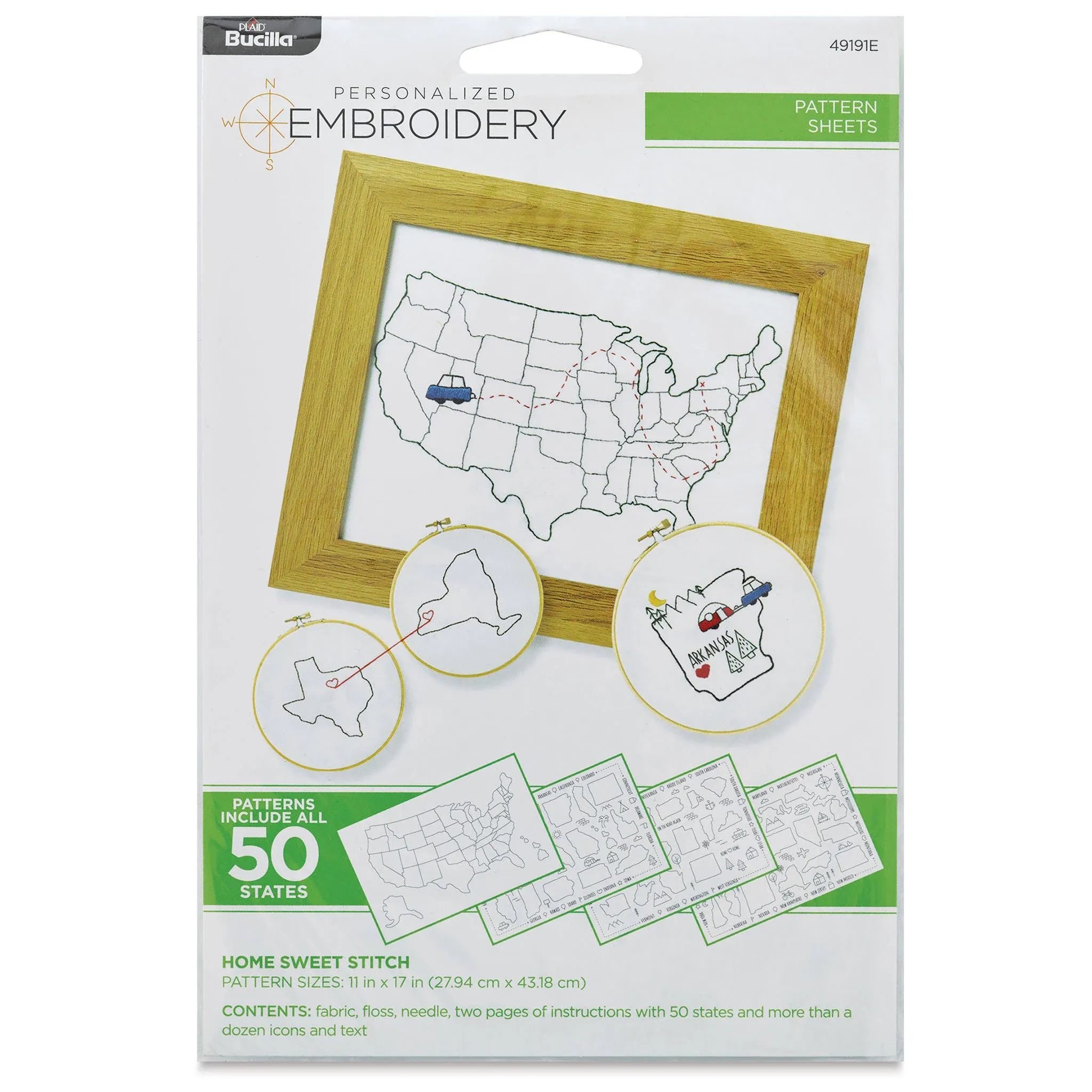 Unopened Home Sweet Stitch Embroidery Kit: 50 States