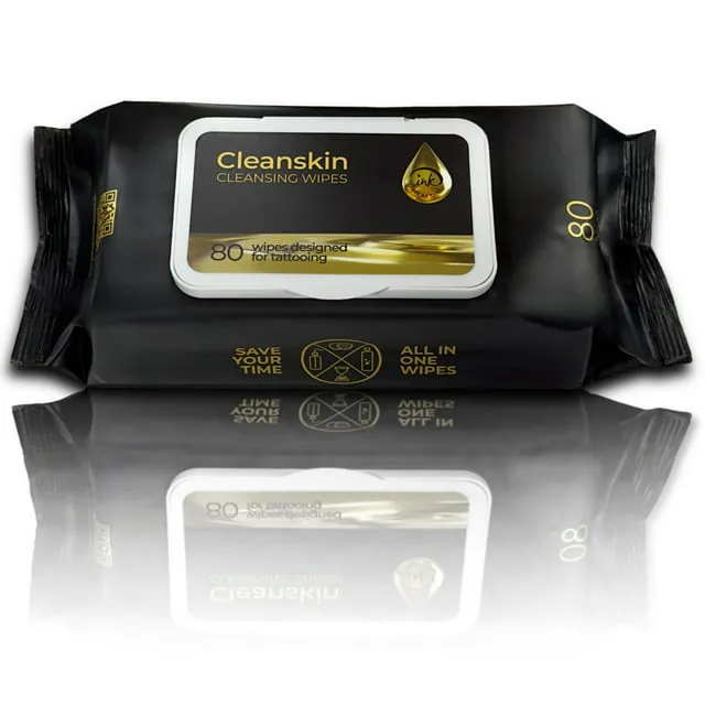 Cleanskin Ink Permanent Cleansing Green Soap Wipes