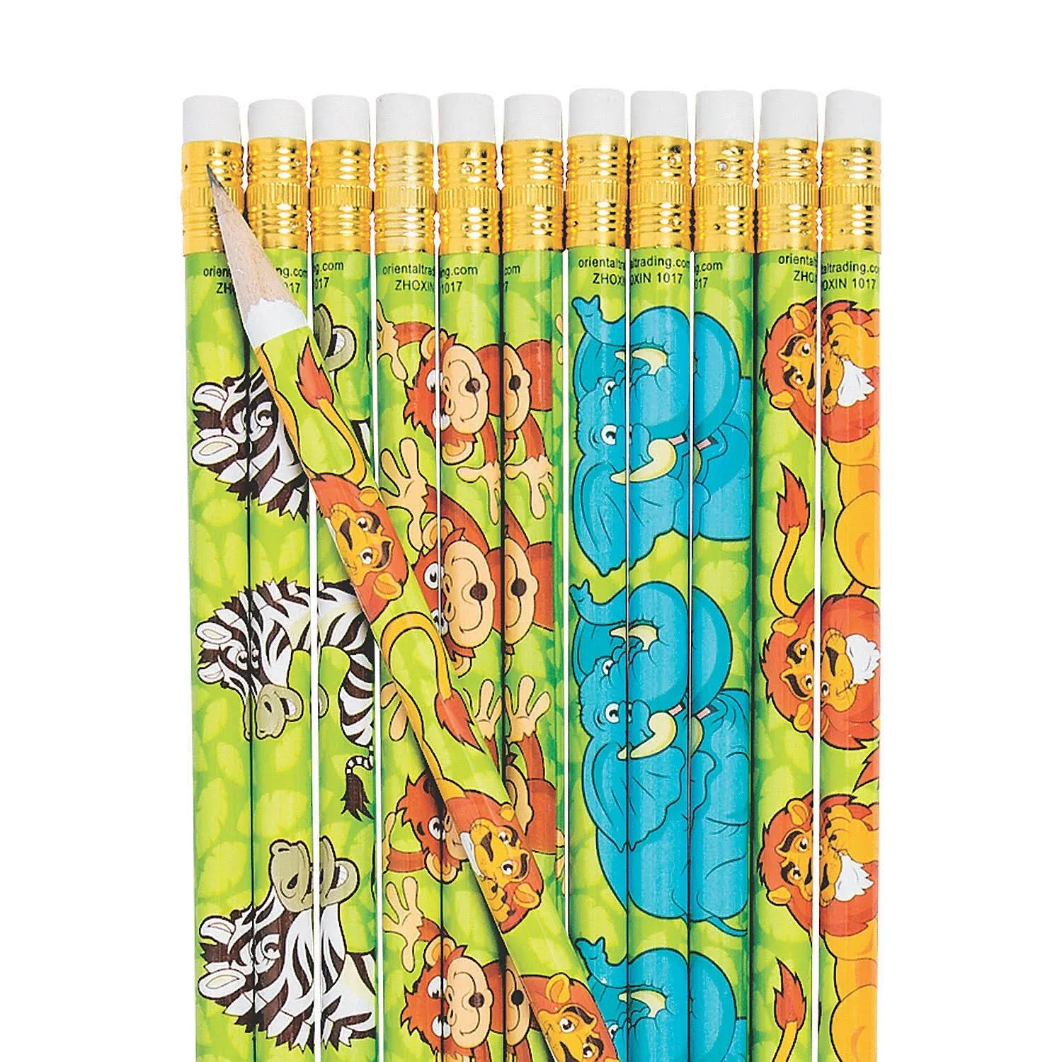 7 1/2 Assorted Bright Colors Zoo Animal Wood Pencils - 24 Pc.