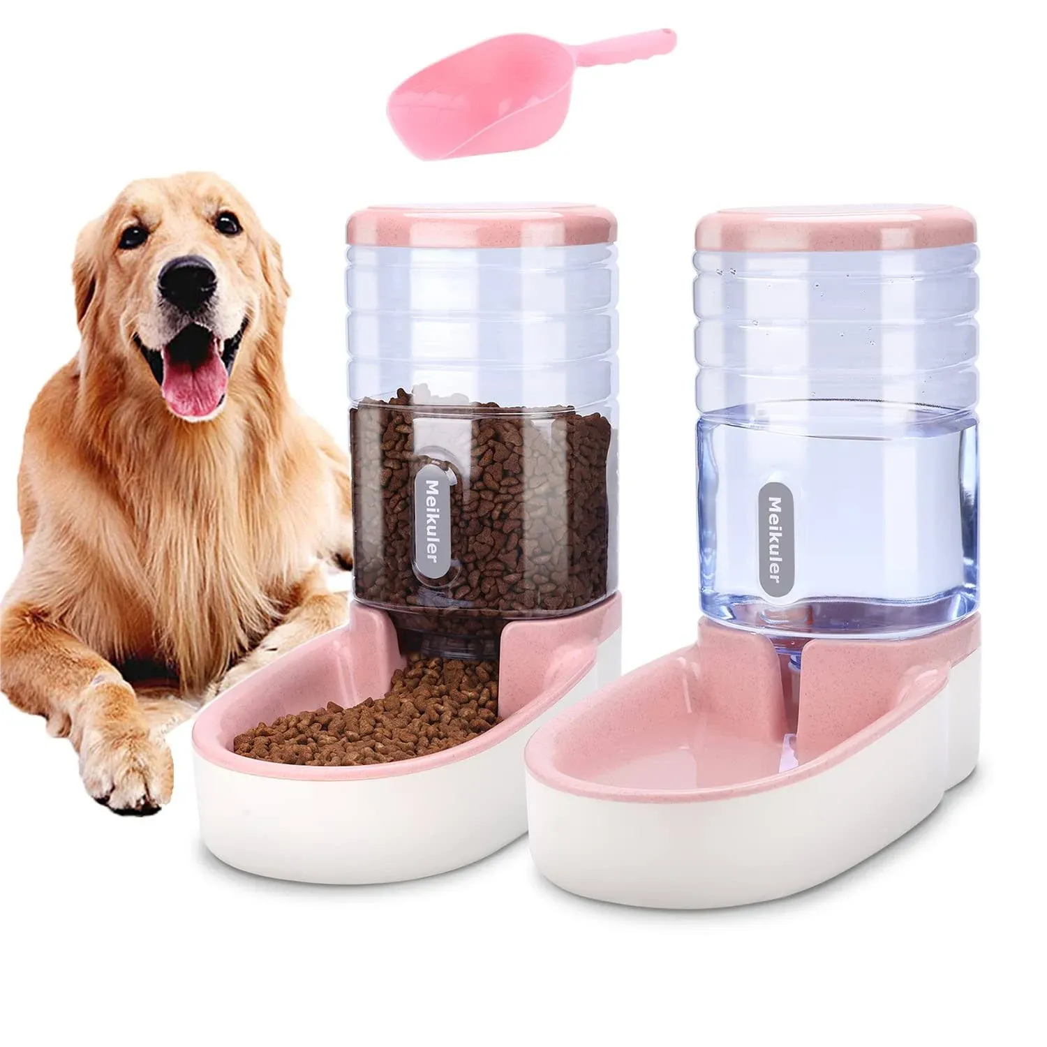 Meikuler Pets Auto Feeder 3.8L,Food Feeder and Water Dispenser Set for Small &amp; B