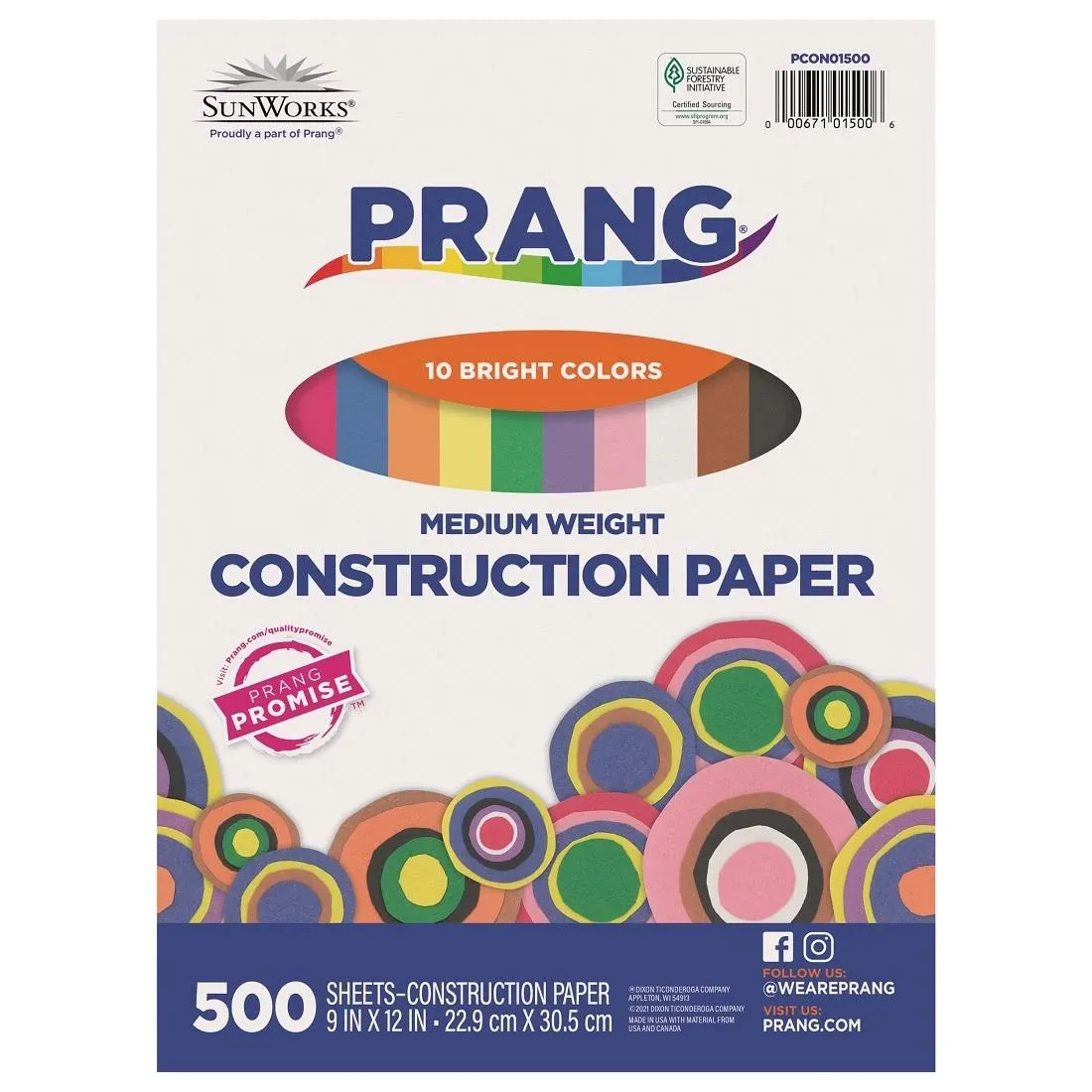 Vibrant Art Heavyweight Construction Paper 76 lb 9 x 12 Assorted Colors 500/Pack