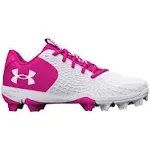 Under Armour Girl's Glyde 2 RM Jr. Softball Cleats White/Pink