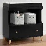 Delta Children Essex Changing Table with Drawer - Ebony with Natural