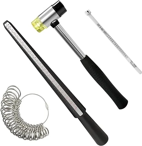 OKREVIEW Ring Measuring Tool Set with Mallet - Jewelry Rubber Hammer Plastic Ring ...