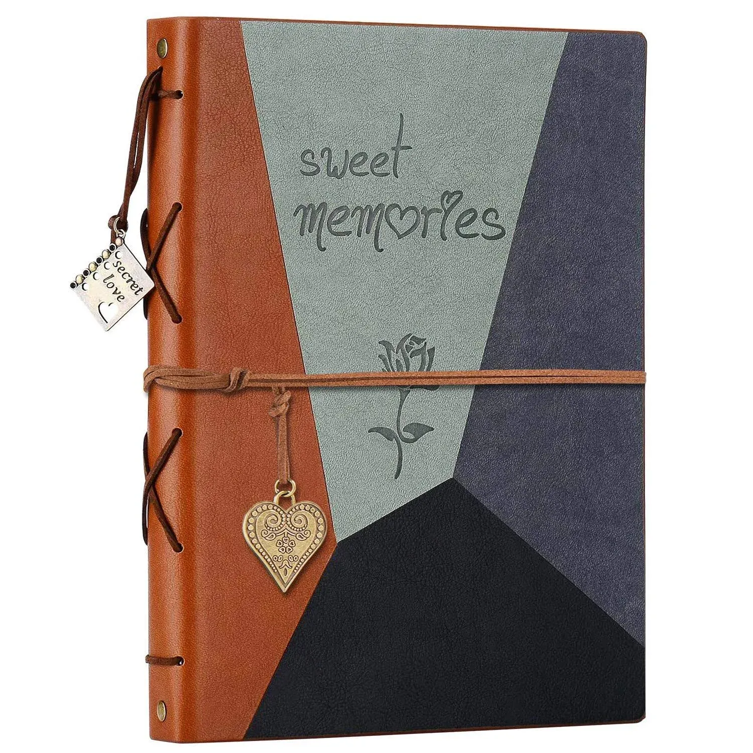 Scrapbook Album,ZEEYUAN Leather Photo Album Memories DIY Scrap Book 10.8x8.6 Lar