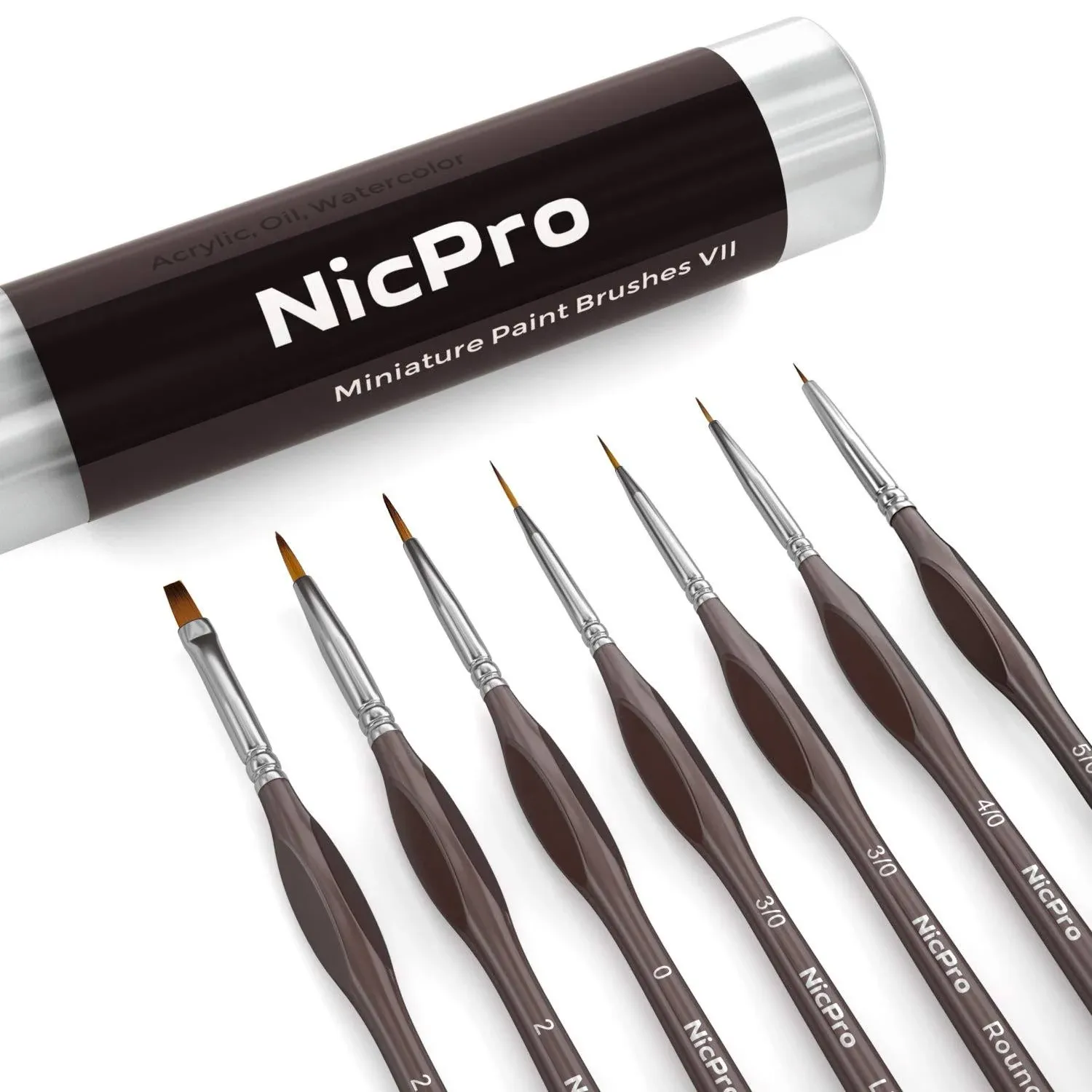 Nicpro Miniature Detail Paint Brush Set, 7 Micro Professional Small Fine Paintin