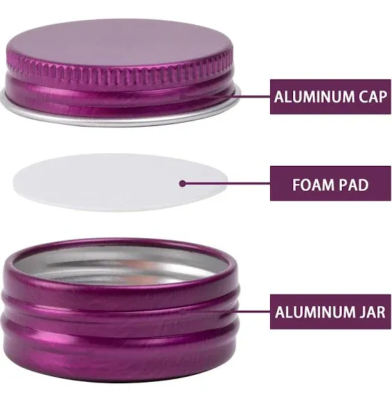 0.5 oz Screw Top Aluminum Tin Jar with Screw Lid and Blank Labels (Purple - Pack of 32)