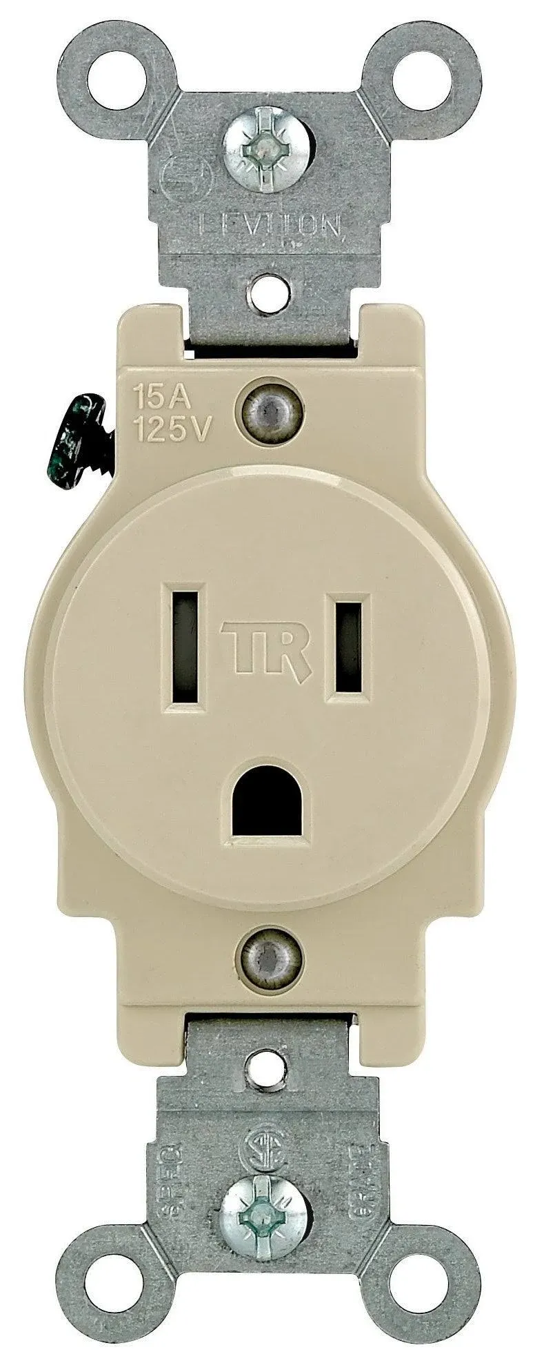 15 Amp Commercial Grade Tamper Resistant Single Outlet, White