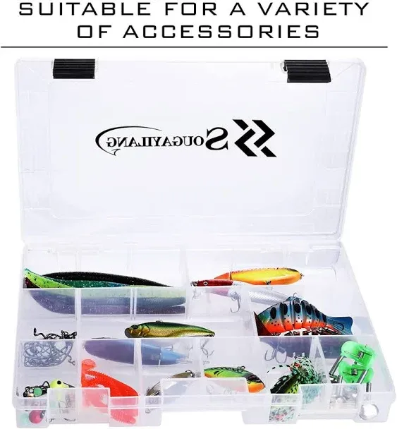 Sougayilang Fishing Tackle Boxes Removable Dividers Plastic Organizer 4 Packs 3600/3700 Trays