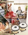 Eastar Bongo Drums 6” and 7” Wood Percussion Instrument Bongos for Kids Adults Beginners Natural Finish, EBO-1