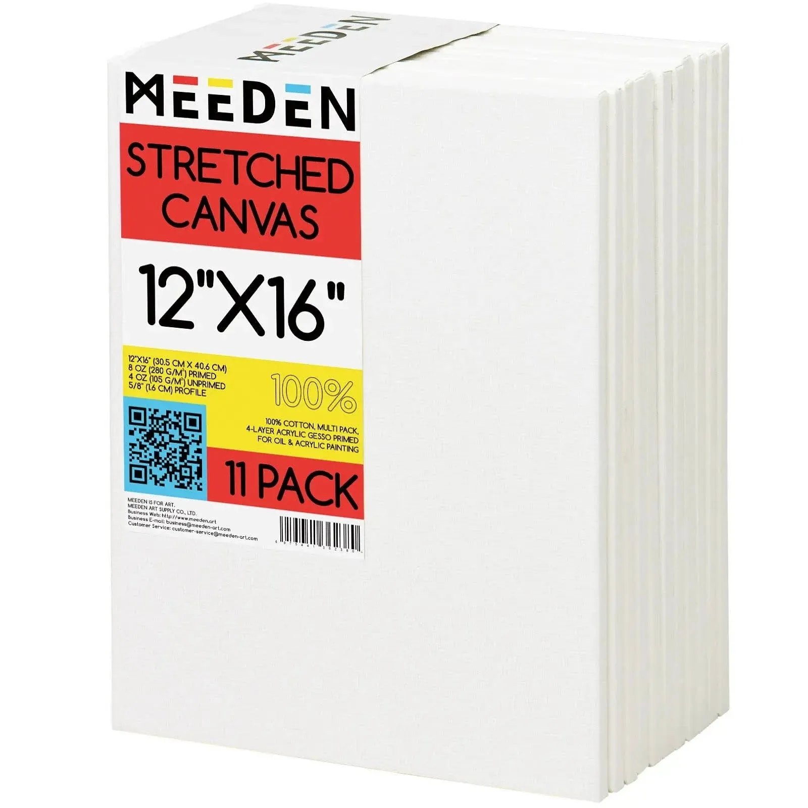 MEEDEN 100% Cotton Stretched Canvas, 12 x 16 In, 11 Packs