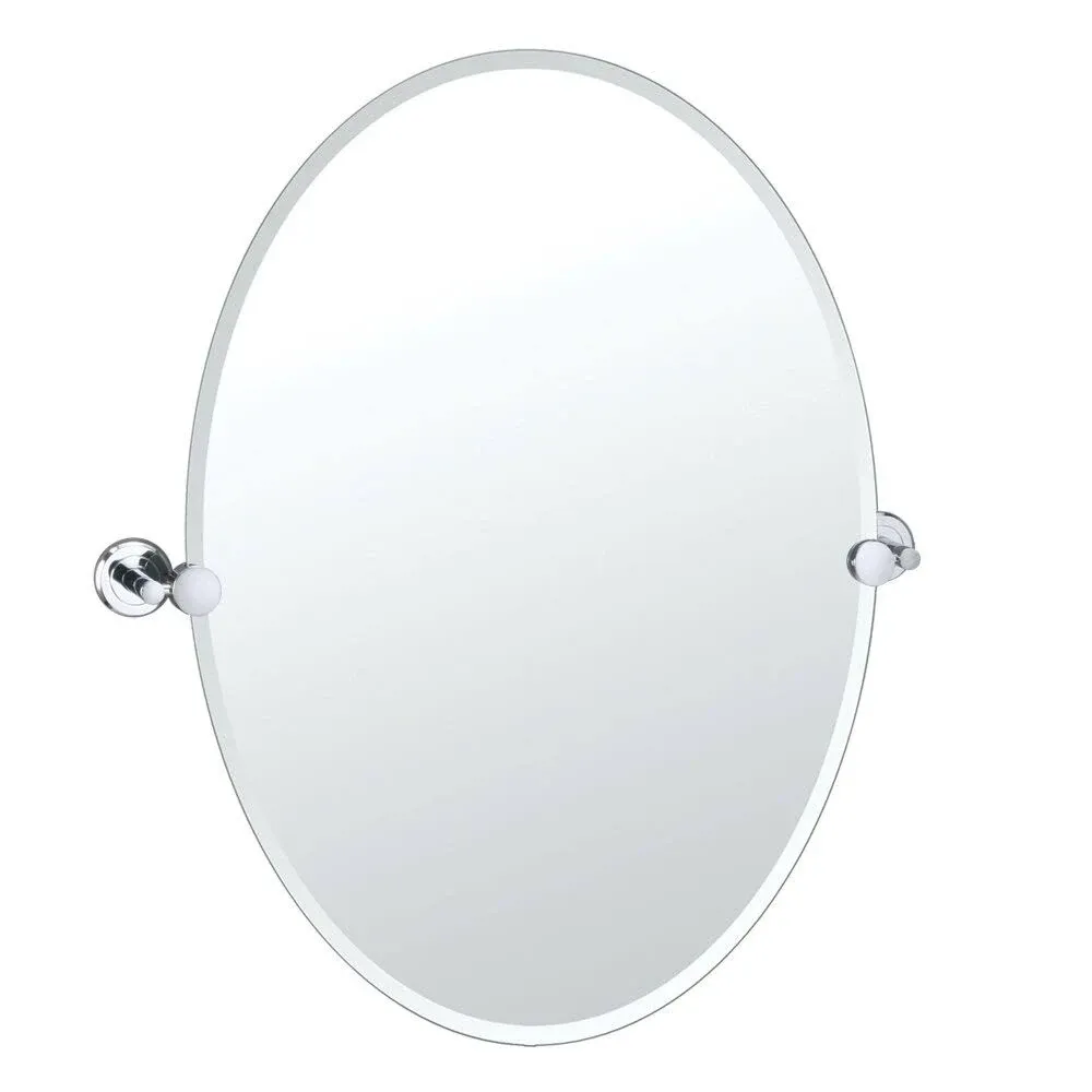 Latitude II 32" Frameless Oval Mirror, Chrome