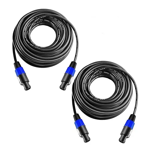 Yoico 2Pcs 100 Feet Professional Speakon to Speakon Cables Wire Speaker Audio Amplifier Cord 7mm with Twist LockYoico 2Pcs 100 Feet Professional Speakon to Speakon Cables Wire Speaker Audio Amplifier Cord 7mm with Twist Lock