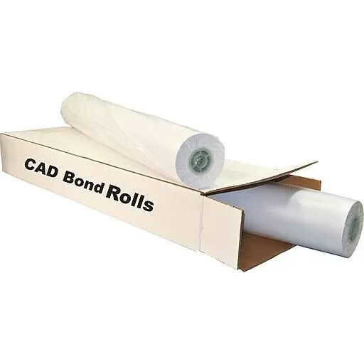 Alliance Wide Format Paper 24” x 300’ CAD Rolls 92 Bright, 24lb - 2 Rolls Per Carton - Ink Jet Bond Rolls with 2" Core