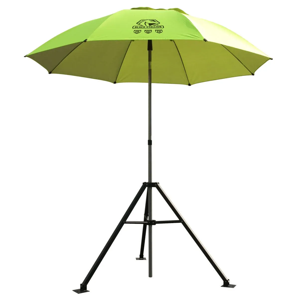 Black Stallion Core Flame-Resistant Industrial Umbrella with Tripod Stand Set