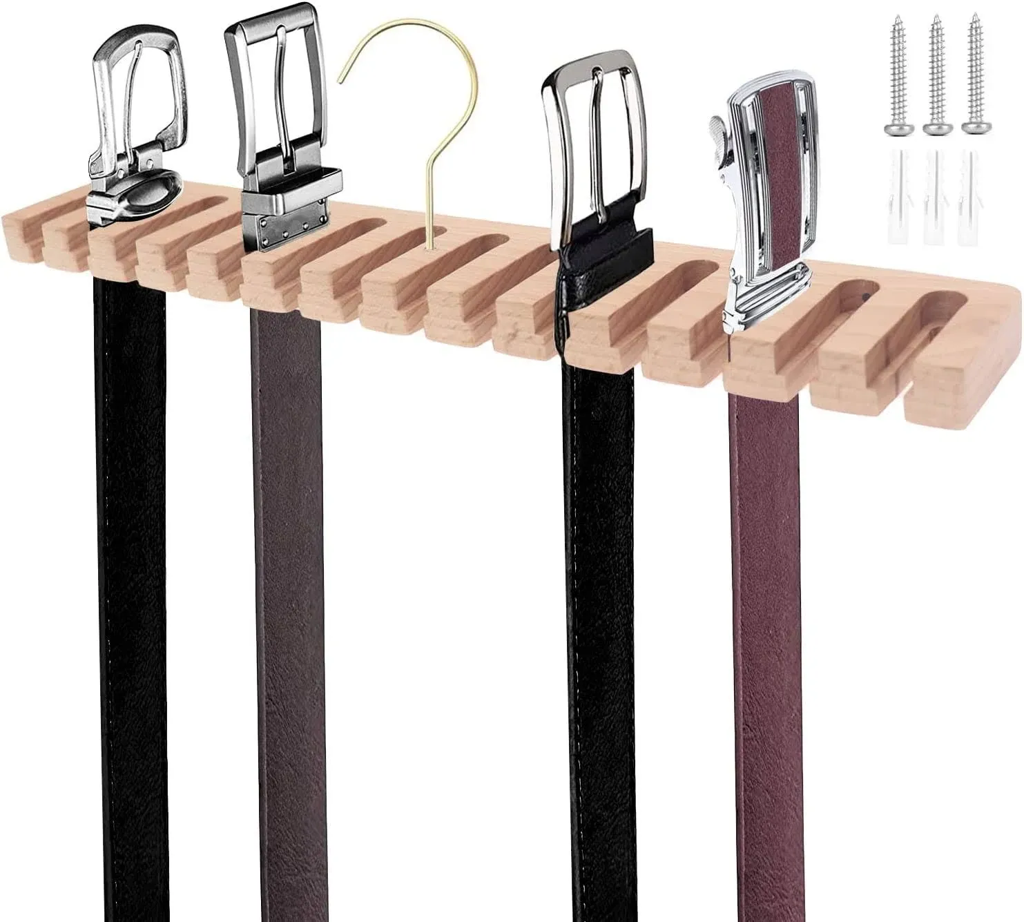 Belt Hanger for Closet Wooden Belt Organizer for Closet 2 in 1 Belt Rack for ...