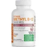 Bronson Metil B12 5000 mcg Vitamina B12 Metilcobalamina Energía y apoyo cerebral, 180 pastillas