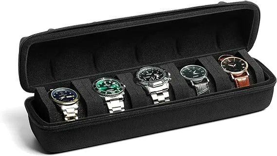 5 watch travel case roll Portable watch carry case roll storage organizer box